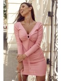 Geripptes Kleid mit Rüschen, rosa FG596 – Online-Shop – Boutique